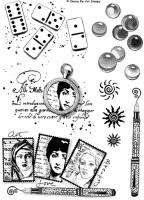 ART COLLAGE Unmounted rubber stamps SHEET by Cherry Pie  