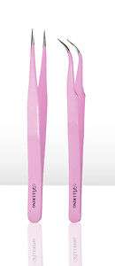 Eyelash Extension Alluring Pink Straight & Curved Tweezers  