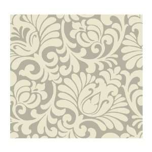   Oversized Tulip Damask Wallpaper, Pearly Taupe/Cream