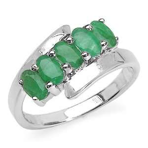  1.35 Carat Genuine Emerald Sterling Silver Ring Jewelry