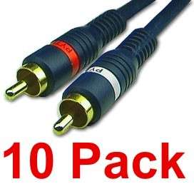 10 pk 6 ft Python stereo 2 RCA premium gold audio cable  