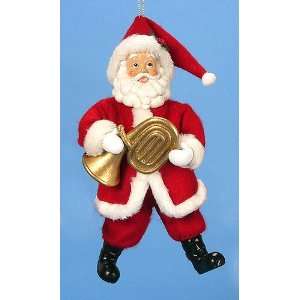  Plush Santa Claus With Tuba Christmas Ornament 9 #W3709 
