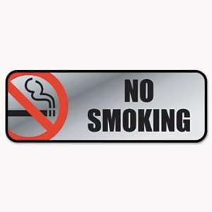  New   Brush Metal Office Sign, No Smoking, 9 x 3, Silver 