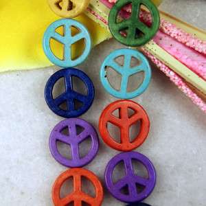 New 20mm Multicolor Peace Sign Turquoise Filigree Beads  
