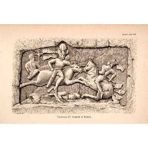  1876 Stone Lithograph Bahram IV Battle Roman Empire 