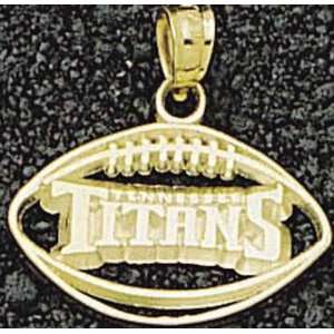  Tennessee Titans Solid 14K Gold Pierced Football Pendant 