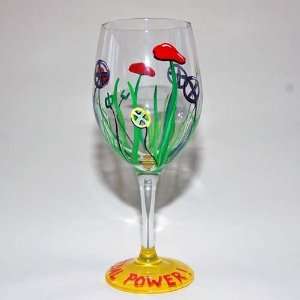  Hand Painted Bike Garden Wine Glass