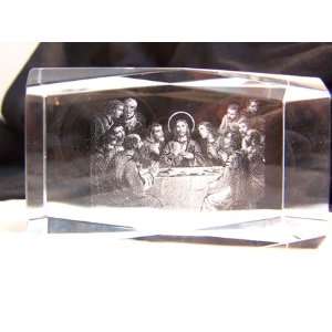    The Last Supper Laser Art Crystal Paperweight 