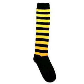  Yellow & Black Striped Knee High Socks Clothing