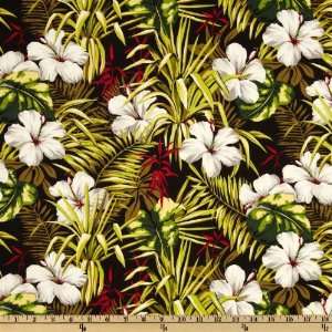  45 Wide Tradewind Tropicals Hibiscus White/Black Fabric 