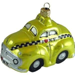  HEY TAXI Cab New York Retro 1950s style Glass Ornament 
