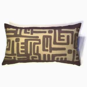  Modern Kuba Cloth Pillow in Brown, Olive Green (F13)