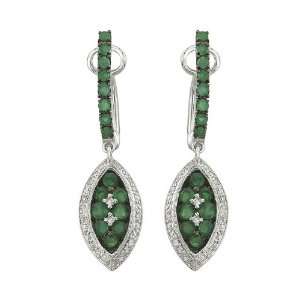   Diamond and 1 ct. Marquise Shaped Emerald Earrings Katarina Jewelry