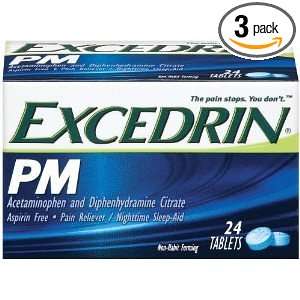  EXCEDRIN P.M. CAPLETS ASP/FREE 24 Caplets (3 Pack) Health 