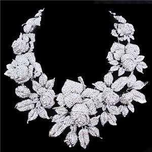   Wedding Rose Necklace Earring Set Austrian Rhinestone Crystal  