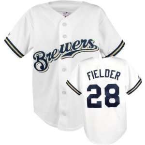  Prince Fielder Brewers White MLB Replica Jersey Sports 
