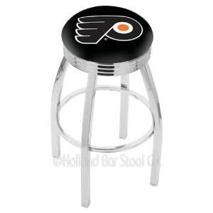 Philadelphia Flyers Black Background Logo Chrome Swivel Bar Stool Base 
