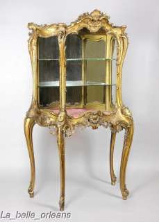 MAGNIFICENT 19TH LOUIS XV CARVED GILTWOOD VITRINE  