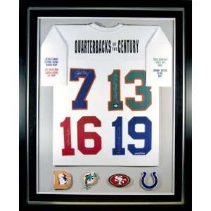 Quarterbacks of the Century Deluxe Framed Autographed Jersey Signed by 