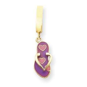  14K Purple Enameled Sandal w/Pink Hearts TummyToy Jewelry