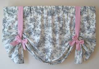 CENTRAL PARK TOILE BABY NURSERY TIE UP WINDOW VALANCE  