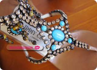 JIMMY CHOO jewel/crystal beaded leather heels (sz 36,6)  