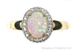   opal diamonds engagement 14K gold ring Australian love promise  