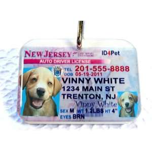   Jersey Driver License Pet Identification Tag for Cats or Dogs Pet