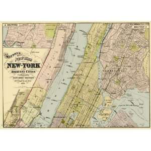  NEW YORK CITY & ADJACENT CITIES (NY) MAP BY GAYLORD WATSON 