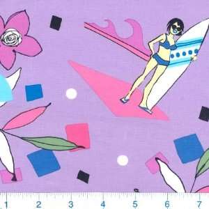  48 Wide Stretch Poplin Surfer Girl Lavender Fabric By 