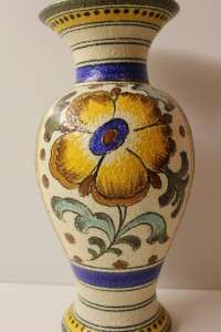 Vintage superb Gouda Holland Hand Painted flower vase.  