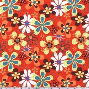  45 Wide Michael Miller Far Out Floral Clementine Fabric 