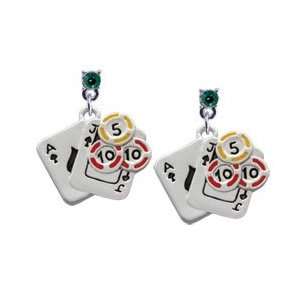   Poker Chips Emerald Swarovski Post Charm Earrings [Jewelry] Jewelry
