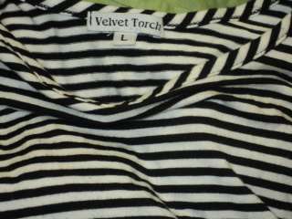 VELVET TORCH Black Striped Rayon Jumper dress Sz L  