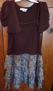 BONNIE JEAN 8 brn & turq knit w/attached shrug dress  