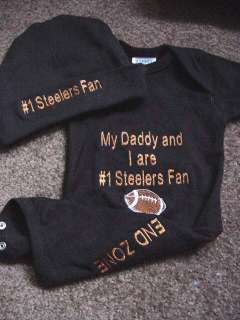 Steelers Football Baby Infant Newborn Onesie Hat Set  