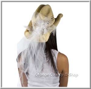 Bachelorette Party Cowboy Hat, Wedding, Bridal Veil  