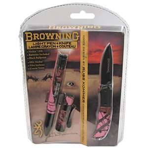 Browning Light Pen/Knife Combo/Pink Camo Sports 