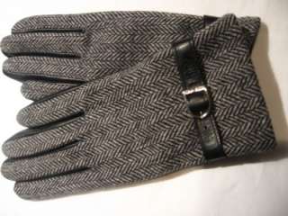 New Nine West Black & Tweed Leather Gloves,M  