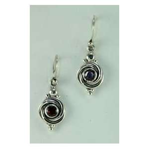 STERLING SILVER & GARNET KNOT EARRINGS . Our specialty is belly button 