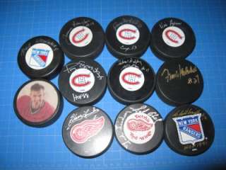 11 Montreal Canadiens and HOF Signed Hockey Puck Collection  
