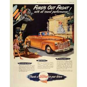  1947 Ad Fords Out Front Gold Car Acting Scene Bronze 