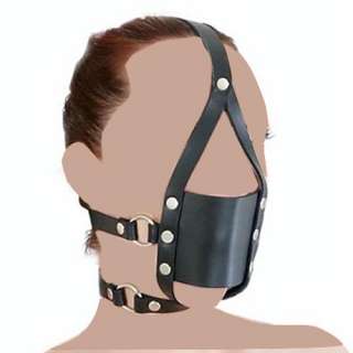 Faux Leather Harness Head Gag Full Mouth Mask+Red Ball  