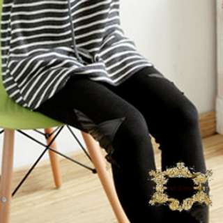 New Women Cotton Leggings with Trendy Blacks Leather Look Stars Prints 