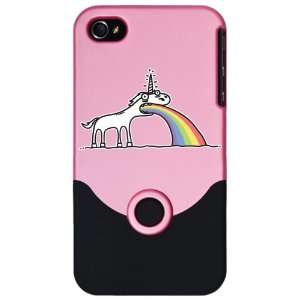  iPhone 4 or 4S Slider Case Pink Unicorn Vomiting Rainbow 