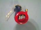 WOOD WOODEN RED & BLUE FRENCH HORN CHRISTMAS ORNAMENT MADE IN SHANGHAI