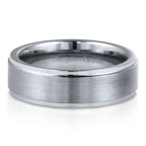  7mm Mens Comfort Fit Tungsten Carbide Brushed Band Ring 