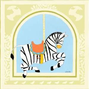  Zebra Carousel Canvas Reproduction