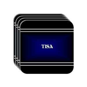 Personal Name Gift   TISA Set of 4 Mini Mousepad Coasters (black 