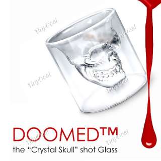 Crystal Skull Head Shot Glass Drinking Ware f Home Bar 2.5 ounces HLI 